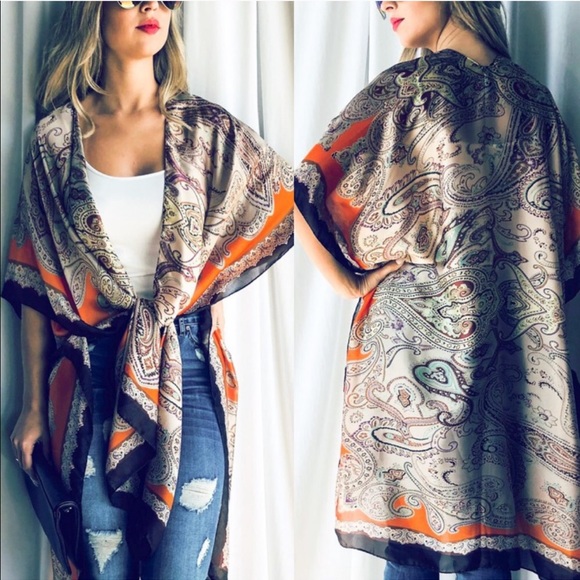 Other Paisley Print Kimono Ruana Shawl Poshmark